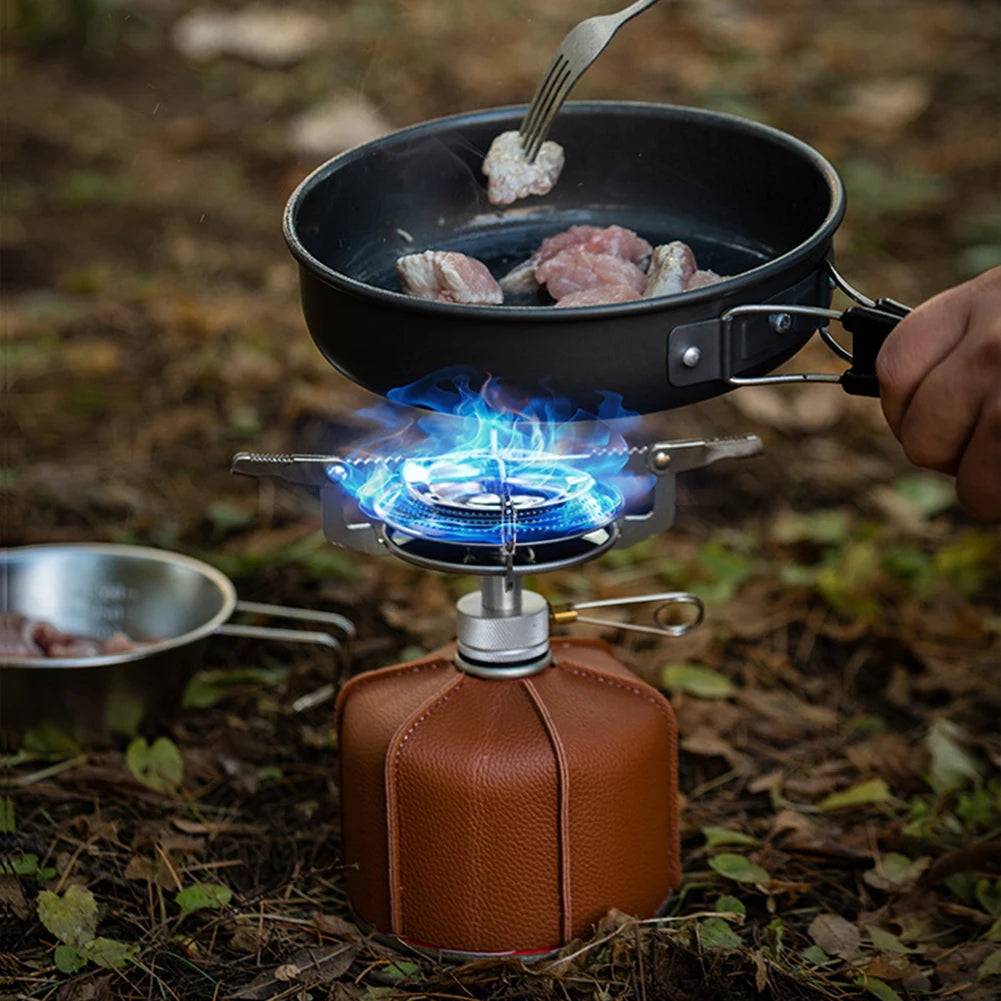 Portable Outdoor Camping Gas Stove with Adjustable Flame Small Lightweight Stove with Storage Bag for Hiking and Climbing