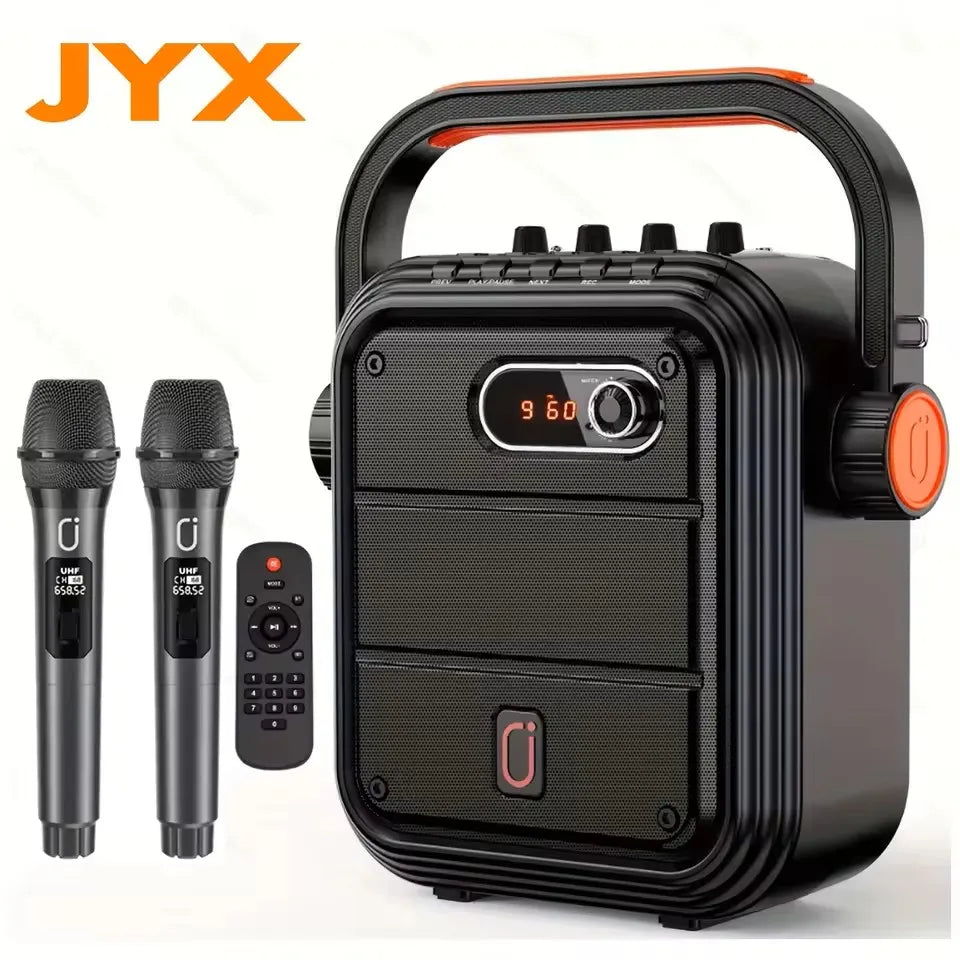 Bluetooth Speaker, Wireless Speaker with 2 Microphone, FM Radio, Portable Karaoke Machine, Home Karaoke System with Remote