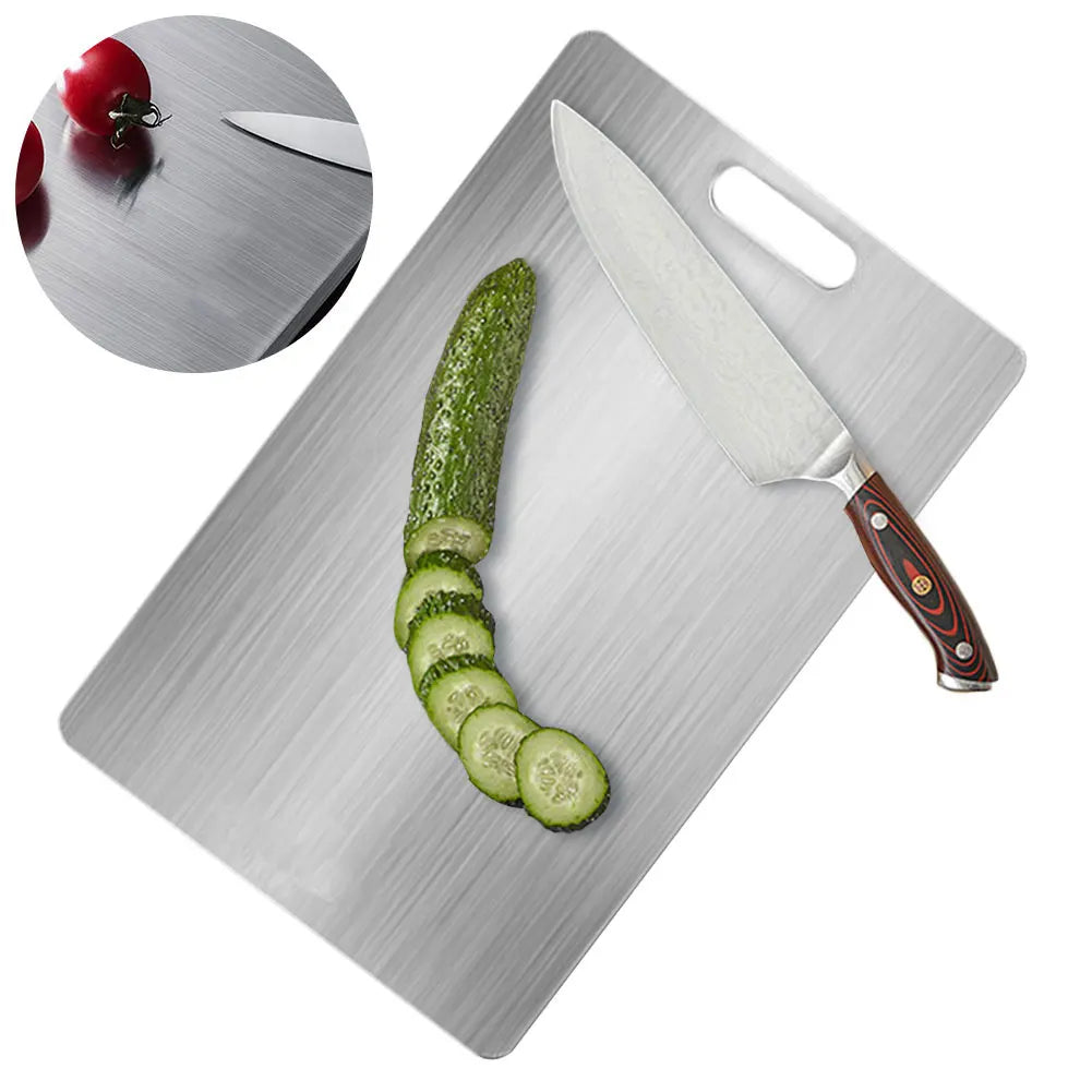 Stainless Steel Cutting Board Double Sided Chopping Board Thickened Pastry Board for Kitchen for Meat Fruit Vegetables Baby Food