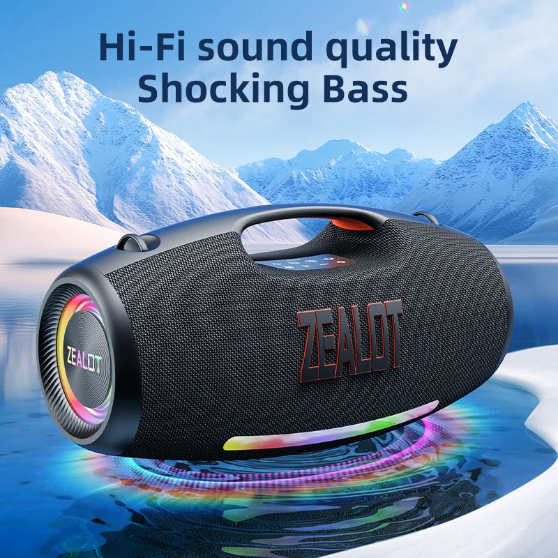 ZEALOT-S89 250W Waterproof Portable Loud Bluetooth Speaker, Wireless Outdoor Boombox SubwooferTriple Passive Radiators-Deep Bass