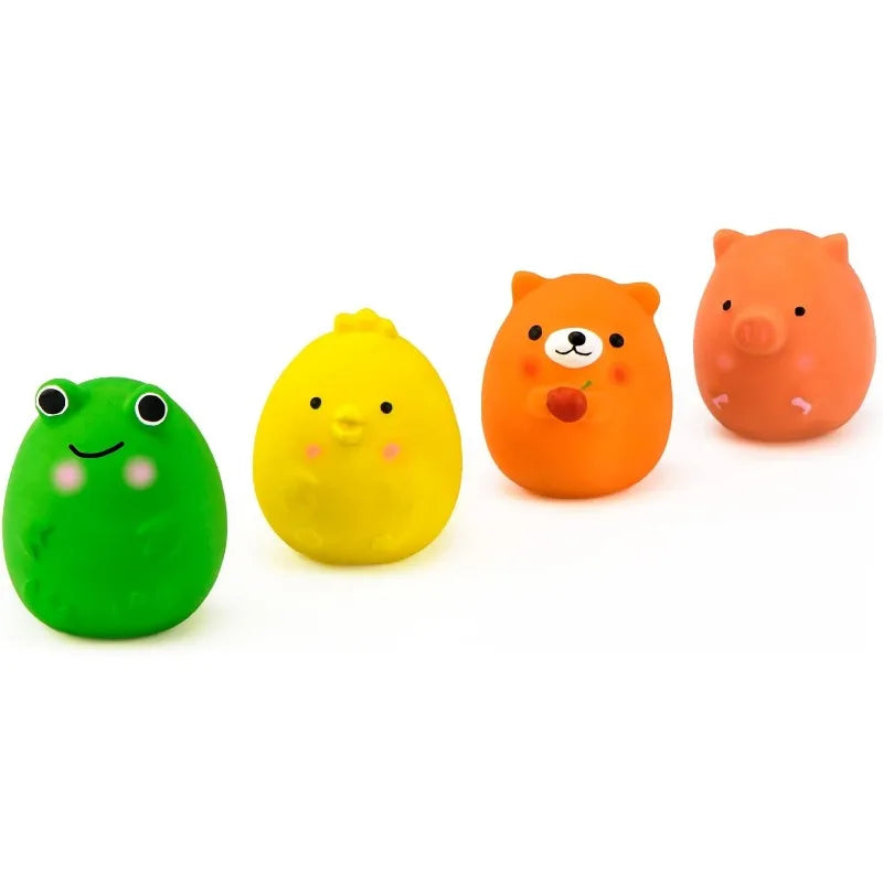 Pet toys dog toys, 4 pieces of 2.4-inch squeaking latex puppy toys fun animal set puppy interactive game, using small dogs
