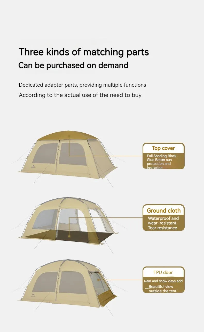 Naturehike Dunes 10.9 Camping Tent 6 People 4 Seasons Dome Extended Canopy Outdoor Waterproof Large Space Tent With Chimney Hole