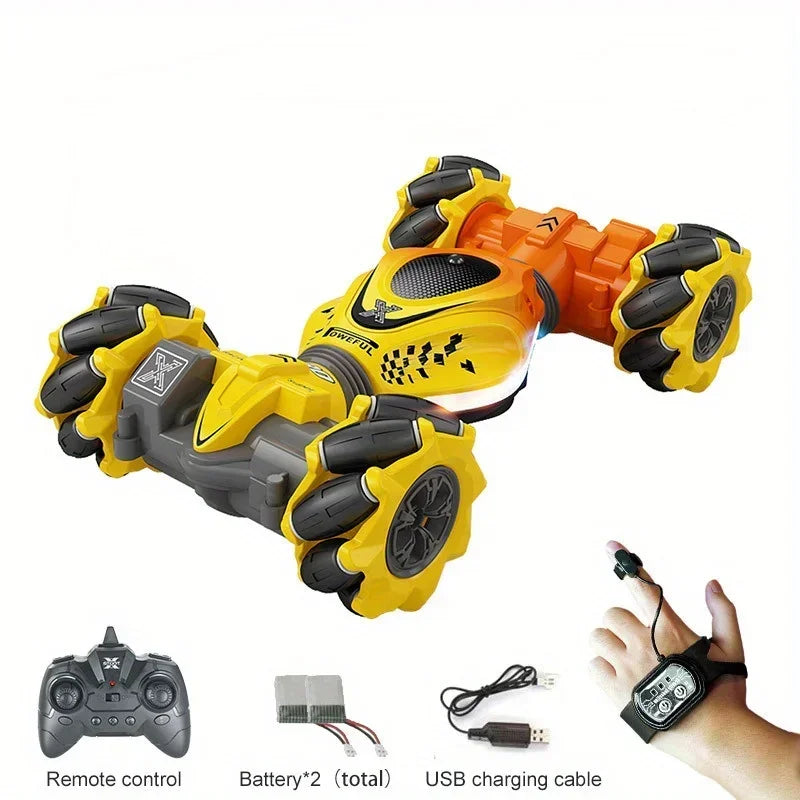 Newest 4WD RC Stunt Car 2.4G Radio with 1/2/3 Battery Remote Control Cars RC Watch Gesture Sensor Rotation Electronic Toys Gifts