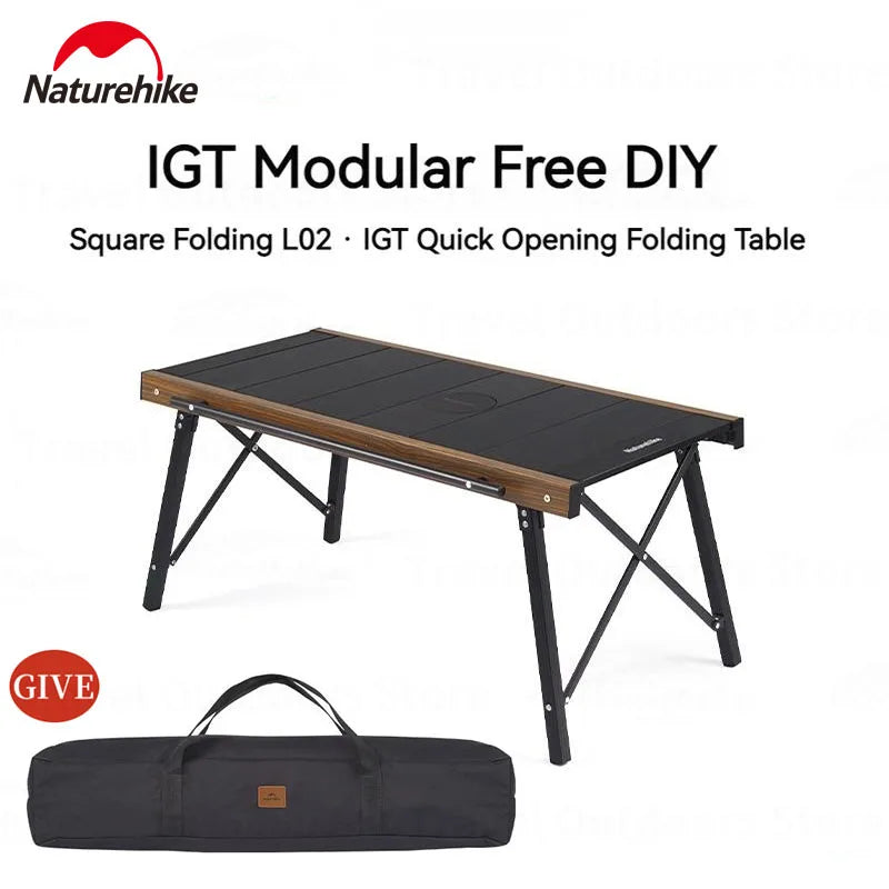 Naturehike Outdoor Folding Table Aluminum Alloy Folding IGT Table Multifunctional Portable Wood Stove Picnic Camping Suppiles