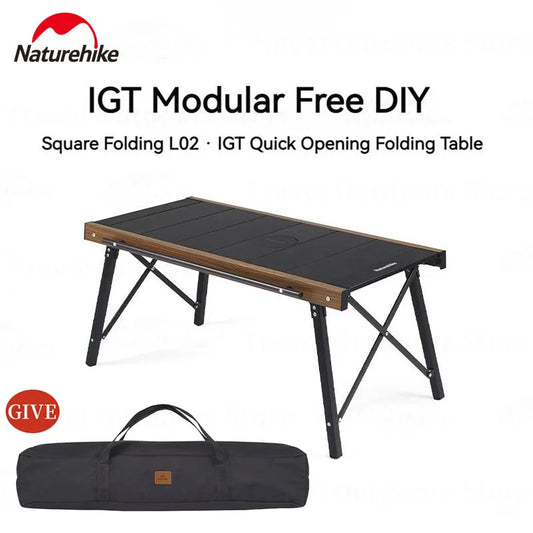 Naturehike Outdoor Folding Table Aluminum Alloy Folding IGT Table Multifunctional Portable Wood Stove Picnic Camping Suppiles