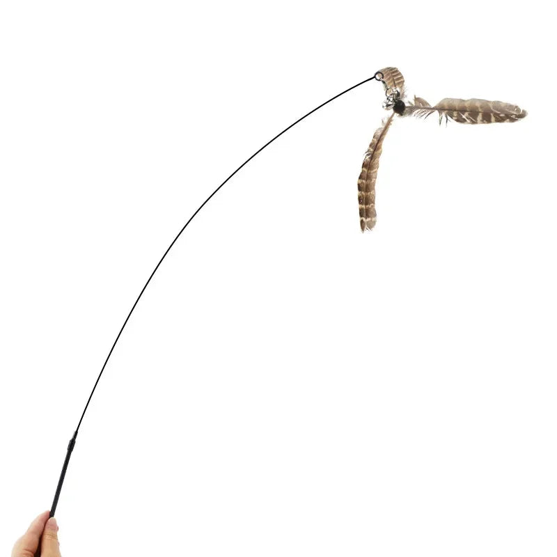 Pet Head Rod Wire Toys Cat Cat Funny Interactive Cat Accessories Stick Replaceable Bell Fish Fishing Feather Funny Rod Teaser