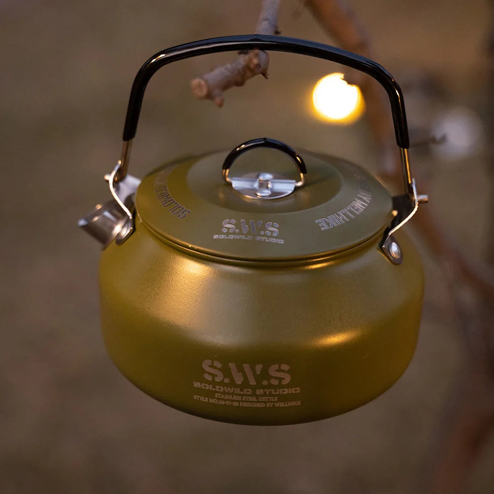 0.8L Outdoor Camping Kettle with Handle Ultralight Coffee Kettle Anti-Slip Lightweight Coffee Pot Tourist Cookware Supplies