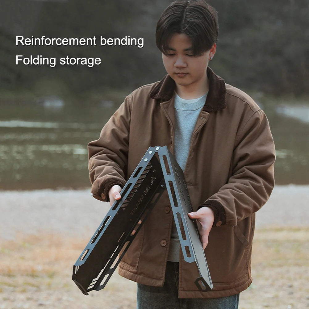 Folding Camping Hanging Rack Shelf Top Plate With Hook Triangle Storage Hanger Picnic Camping Cookware Pot Pan Hanging Rack