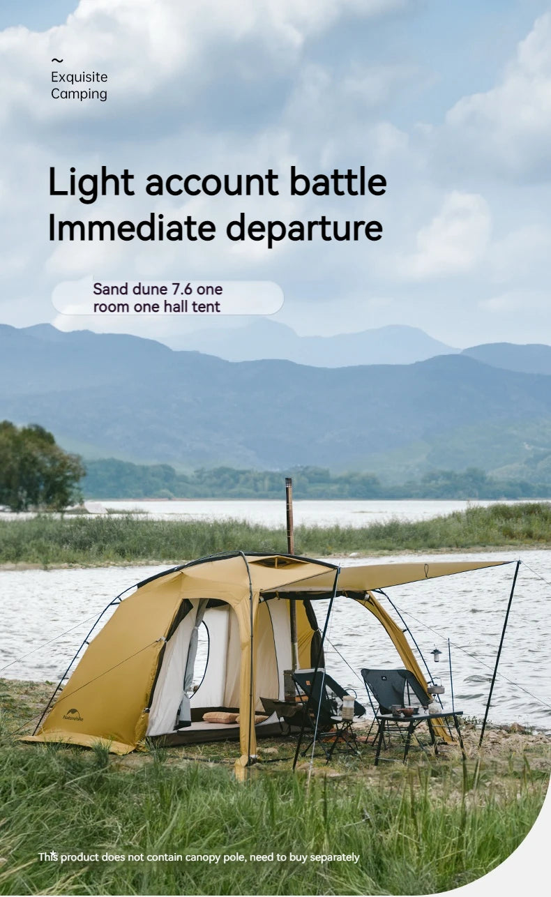 Naturehike Dune 7.6 Camping Tent 2 People 4 Season Tent Ultralight PU2000mm Outdoor Travel iking Tent With Chimney Screen Window