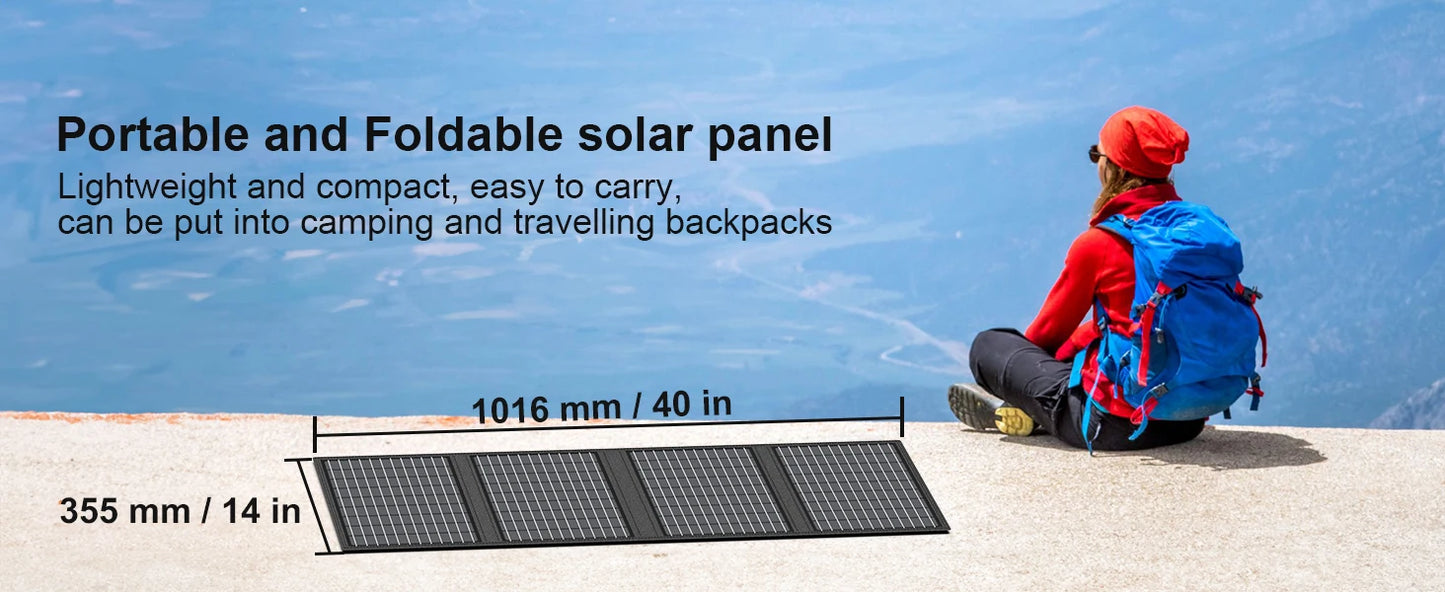 MHPOWOS Solar Battery Charger for Powerbank, 45W / 60W Foldable Portable Solar Panel with USB C, DC Output for Camping Phone