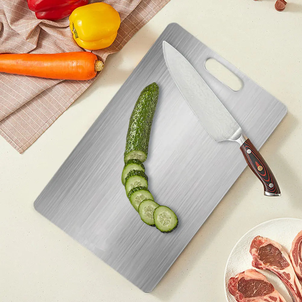 Stainless Steel Cutting Board Double Sided Chopping Board Thickened Pastry Board for Kitchen for Meat Fruit Vegetables Baby Food