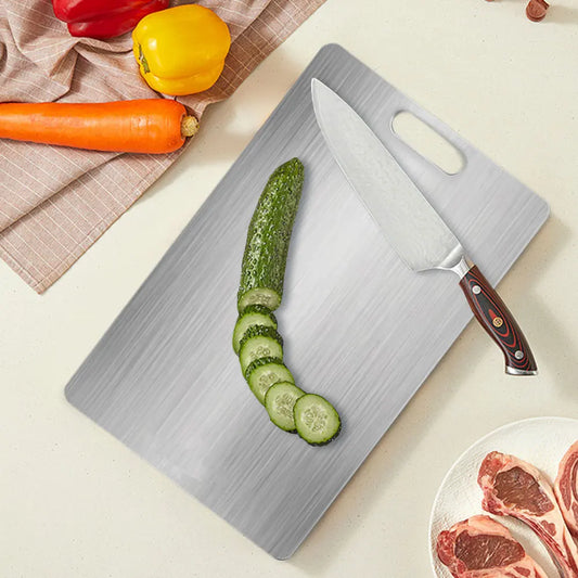 Stainless Steel Cutting Board Double Sided Chopping Board Thickened Pastry Board for Kitchen for Meat Fruit Vegetables Baby Food
