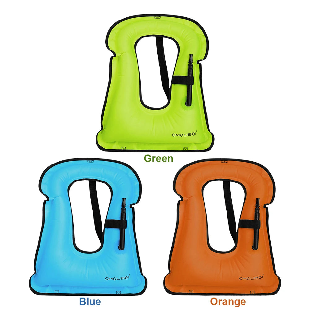 Inflatable Snorkeling Vest Adjustable Inflatable Buoyancy Vest Floating Life Vest for Snorkeling Swimming Kayaking Boating