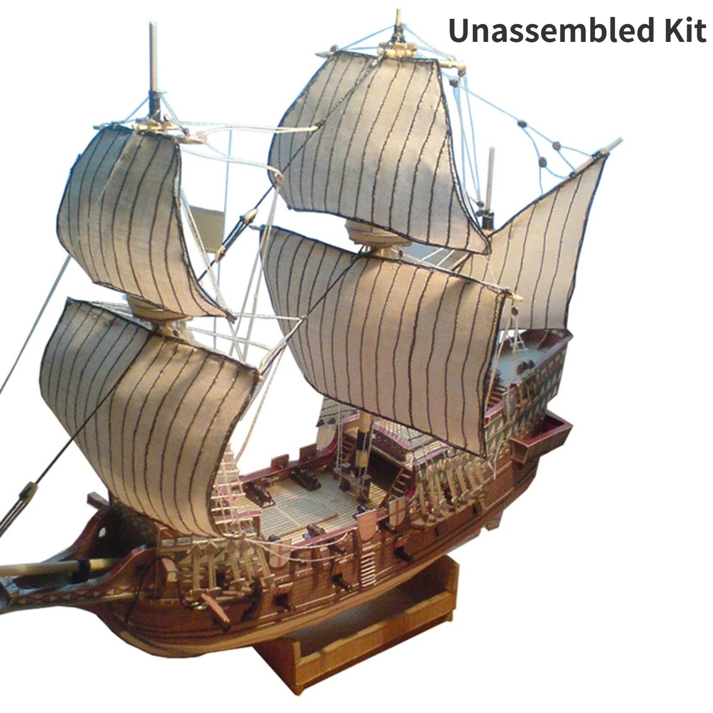 3D Paper Puzzle 1/100 Galeon Golden Hind Sail Battleship DIY Paper Model Sailboat Craft Assembly Kit Easy to Build Kids Toy Gift