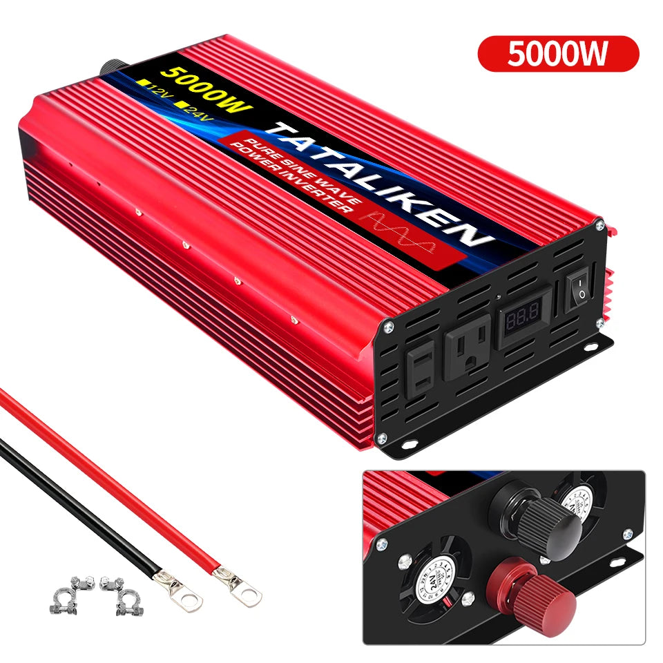 Pure Sine Wave Inverter DC12V/24V To AC110V 60HZ 1600W 2500W 3500W 4500W 5000W 6000W 7000W 8000W Power Voltage Converte