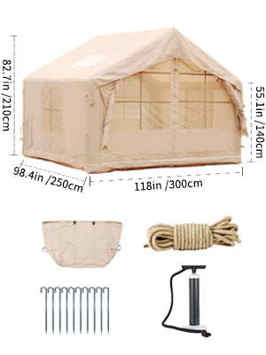 Inflatable Tent for Camping - 6-8 Person Ultra-Quick Setup Blow Up Tent,80.73 Square Feets 4 Season Inflatable Tent with Stove